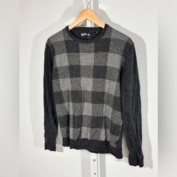 Barbour Other - Barbour 100% Wool Buffalo Check Crewneck Sweater Gray Plaid Heritage Knit